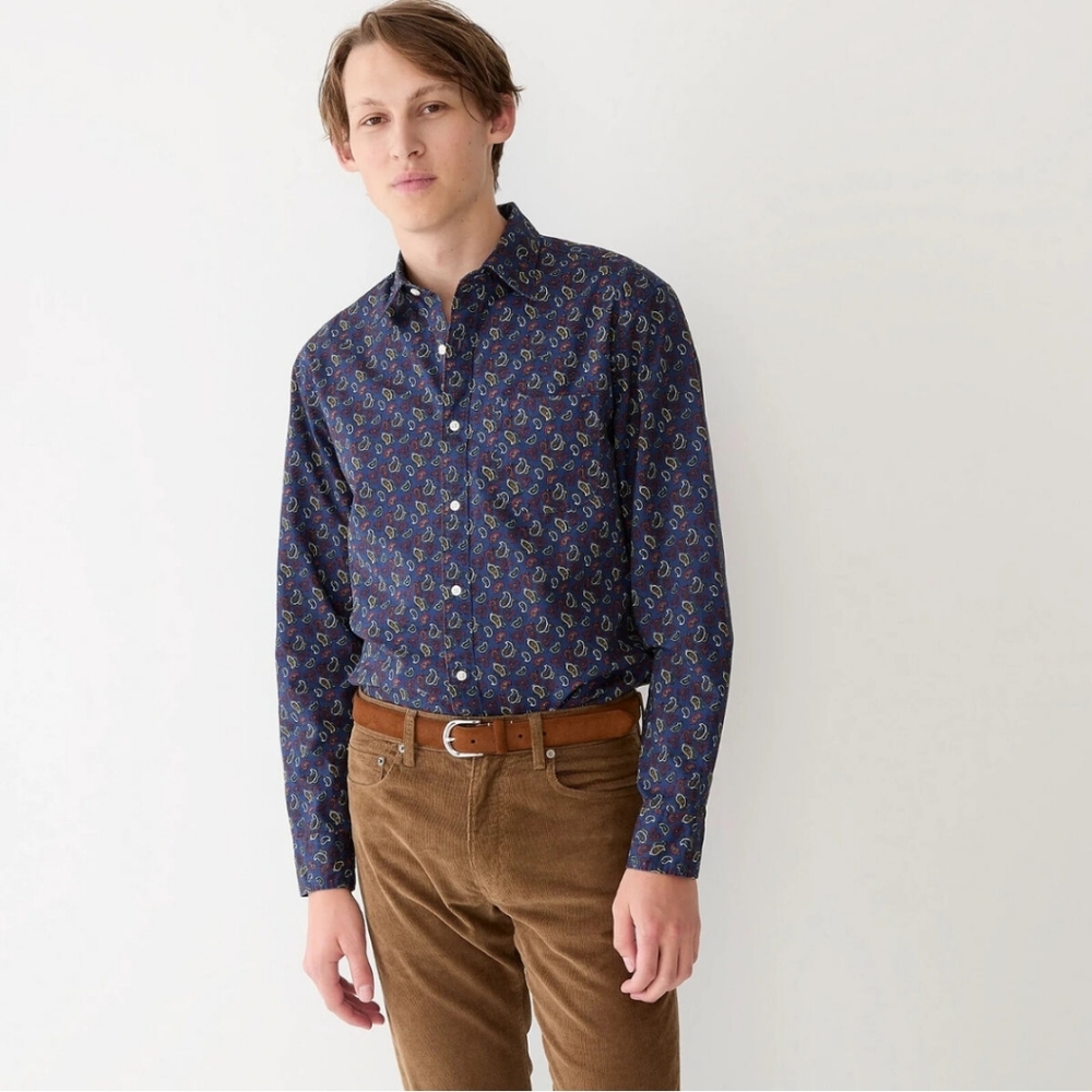 J.CREW Vintage twill shirt in Khalia Navy Blue Paisley Men's LG. BNWT SO $90